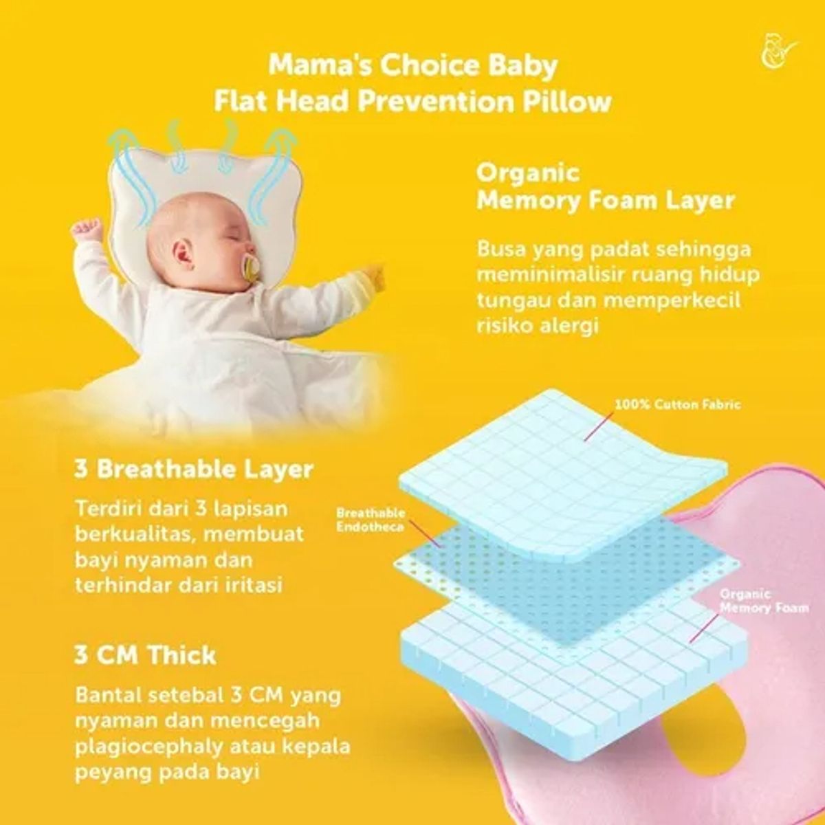 EDWINAYY - Almohadas Para Bebés Memory Foam Cojín Prevenir Cabeza Plana