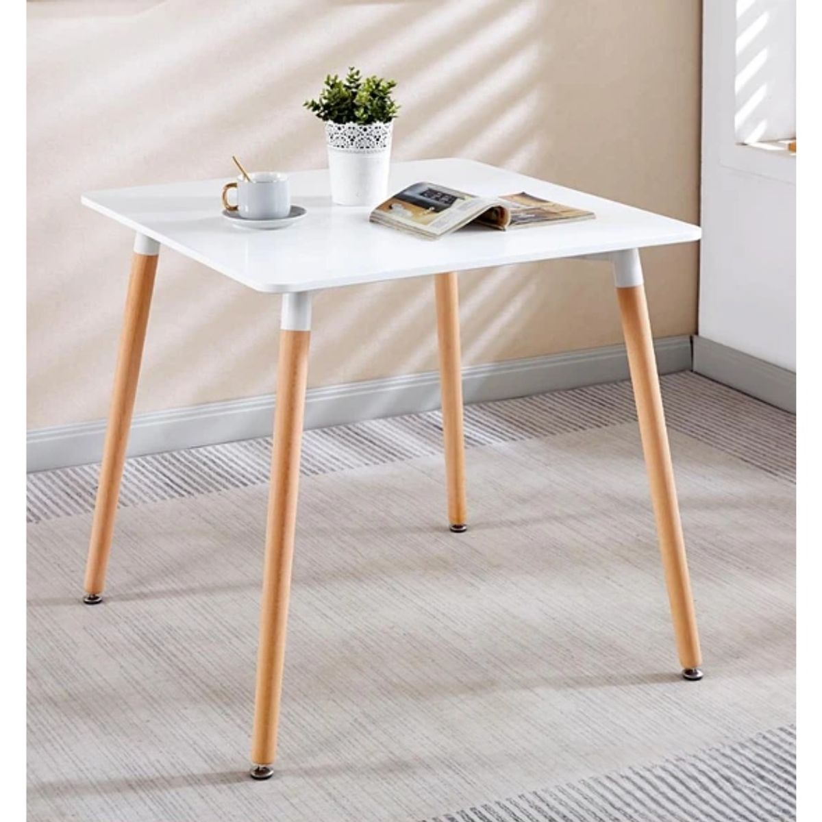 CORI CORI - Mesa de Comedor Melamina Cuadrada 80x80cms Blanca