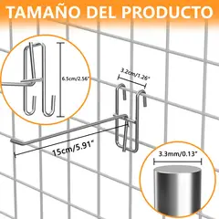 YAYKO - Pack 50 Ganchos Gancheras Panel Ranurado 15cm Exhibidor