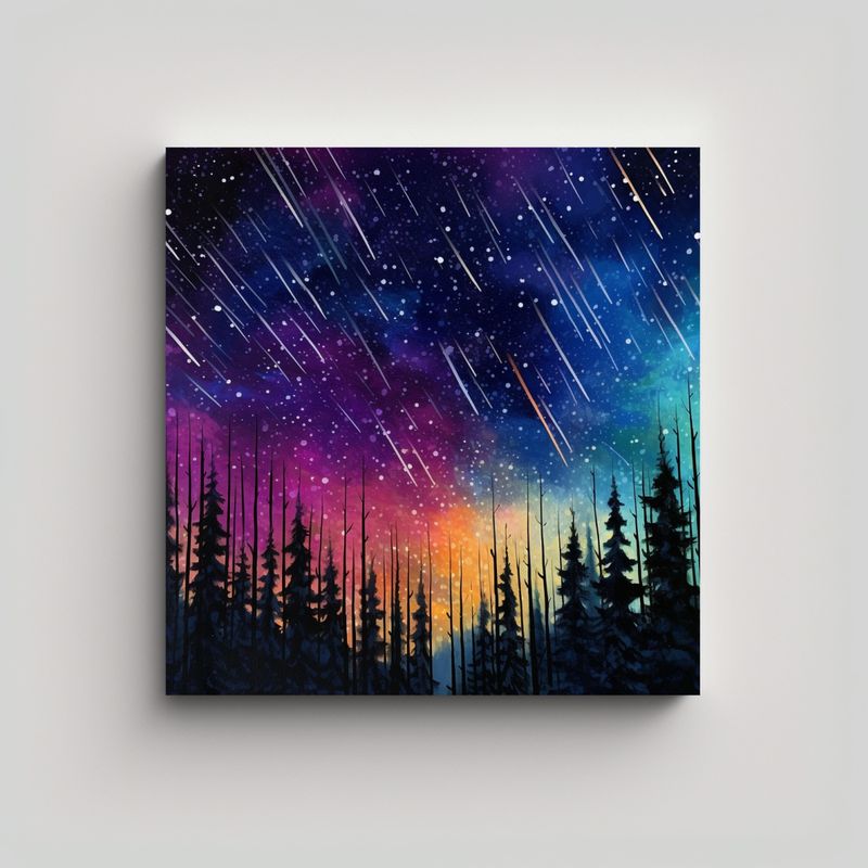 GENERICO - Cuadro Inspirador Noche Estrellada Con Cielo 70x70 Cm