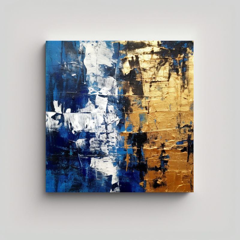 GENERICO - Cuadro Vanguardia Azul Y Negro Efecto Visual En 90x90 Cm