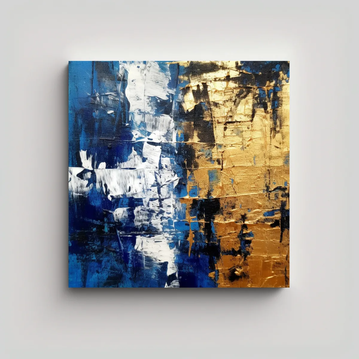 GENERICO - Cuadro Vanguardia Azul Y Negro Efecto Visual En 70x70 Cm