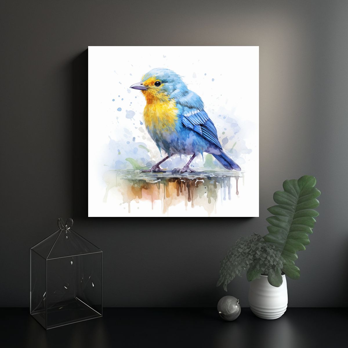 GENERICO - Pintura Acuarela Tanager Con Exposición Pastel 80x80 Cm