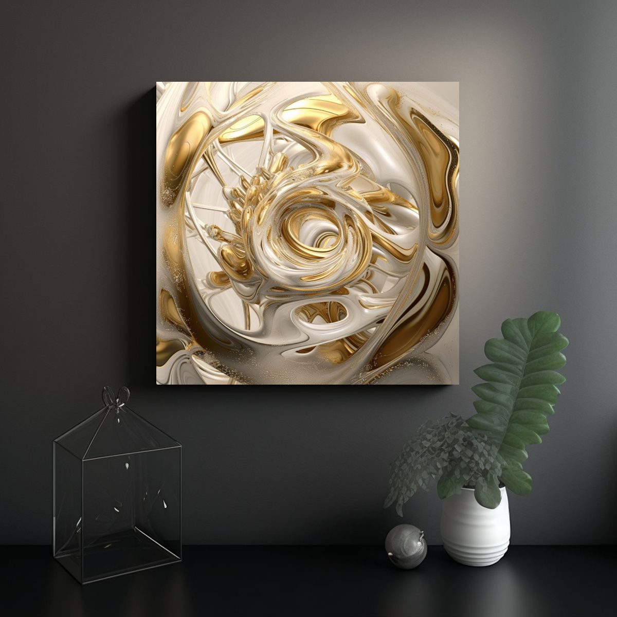 GENERICO - Pintura Decorativa Blancodorado Estilo Jesse 60x60 Cm