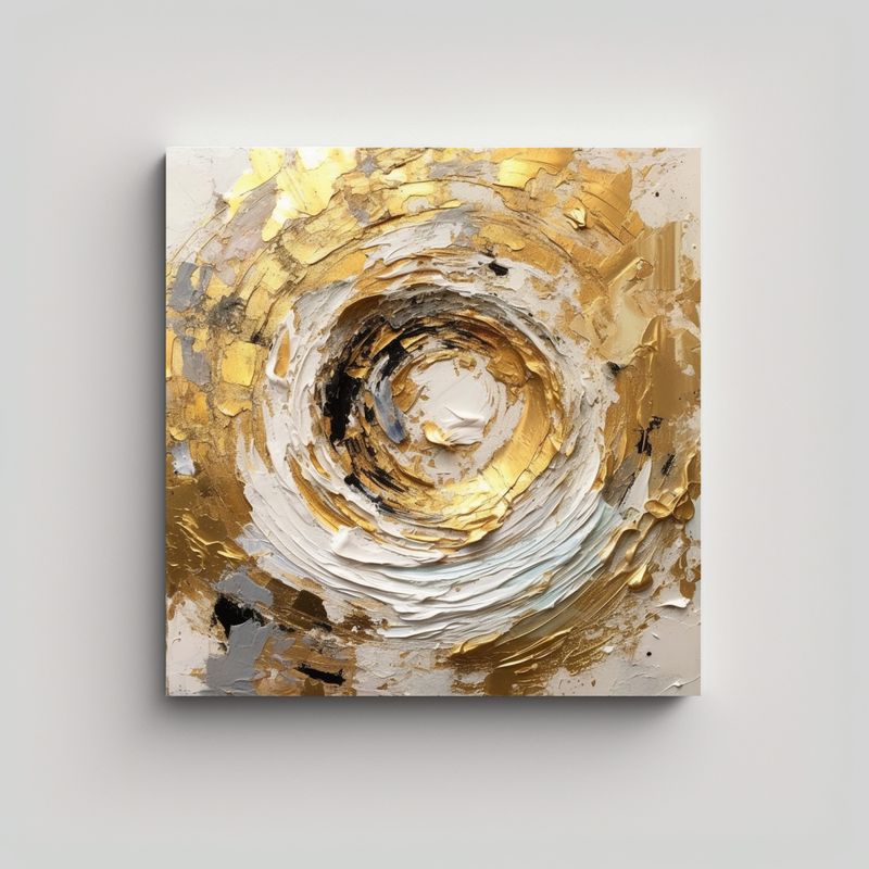GENERICO - Pintura Decorativa Tema Blanco Y Dorado Con 50x50 Cm