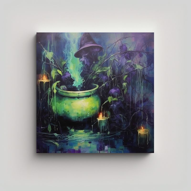 GENERICO - Cuadros Abstractos Naturaleza Viva Verde Y Morado 90x90 Cm