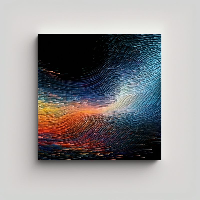 GENERICO - Cuadro Abstracto Líneas Finas Regalo IA Red 60x60 Cm