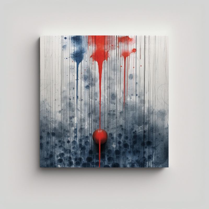 GENERICO - Cuadro Abstracto Para Dormitorio Líneas Azules 70x70 Cm
