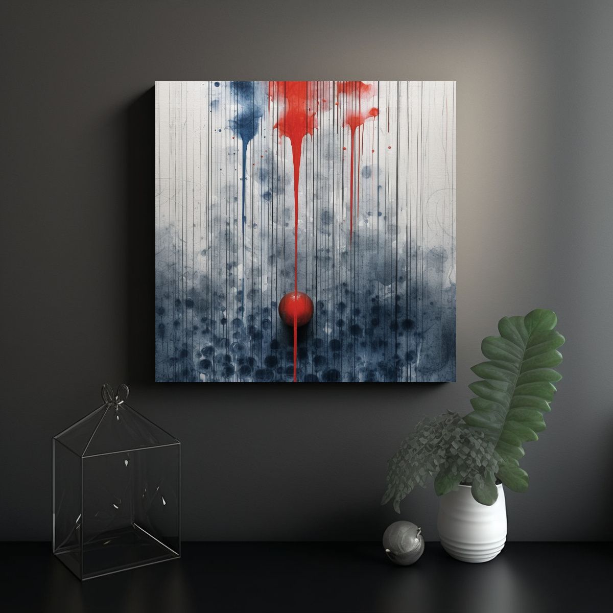 GENERICO - Cuadro Abstracto Para Dormitorio Líneas Azules 60x60 Cm