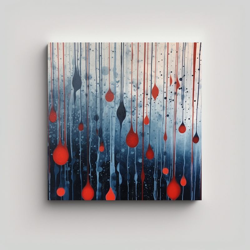 GENERICO - Cuadro Decorativo De Dormitorio Líneas Azules 80x80 Cm