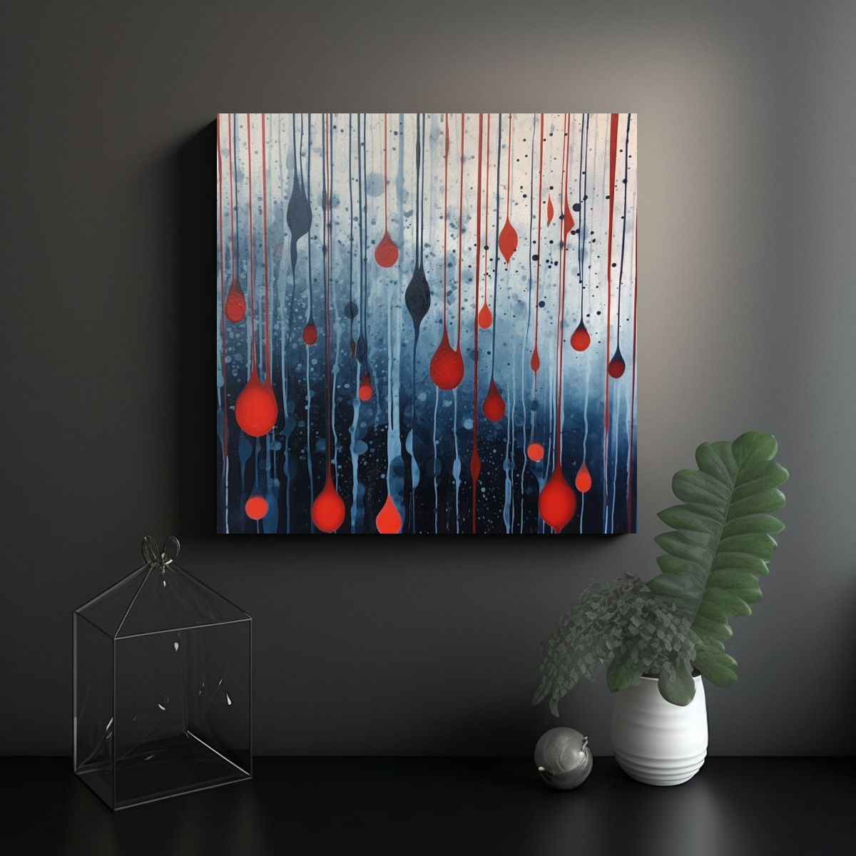 GENERICO - Cuadro Decorativo De Dormitorio Líneas Azules 80x80 Cm