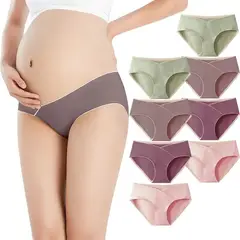 EDWINAYY - 8 Calzones Tiro Bajo Maternal Algodón Estilo V Respirable