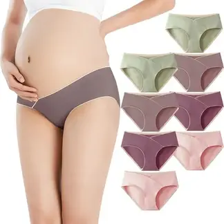 EDWINAYY - 8 Calzones Tiro Bajo Maternal Algodón Estilo V Respirable