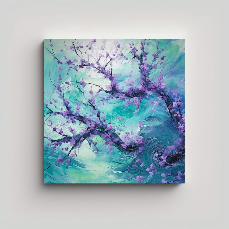 GENERICO - Pinturas Decorativas En Tonos Lila Y Turquesa 60x60 Cm