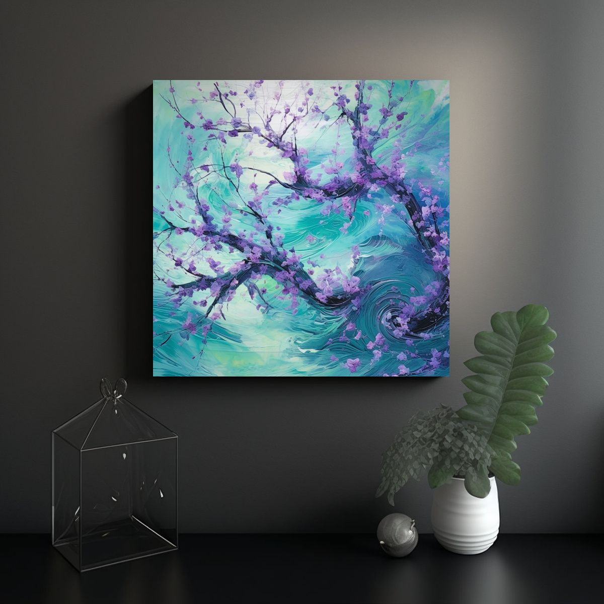 GENERICO - Pinturas Decorativas En Tonos Lila Y Turquesa 50x50 Cm