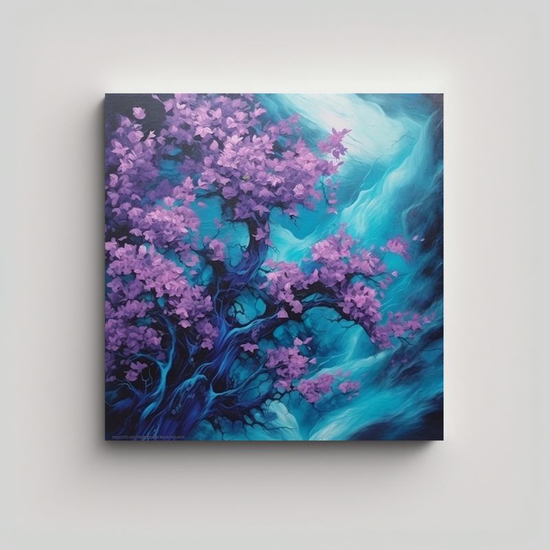 GENERICO - Pinturas Decorativas Japonesas En Colores Lila Y 70x70 Cm