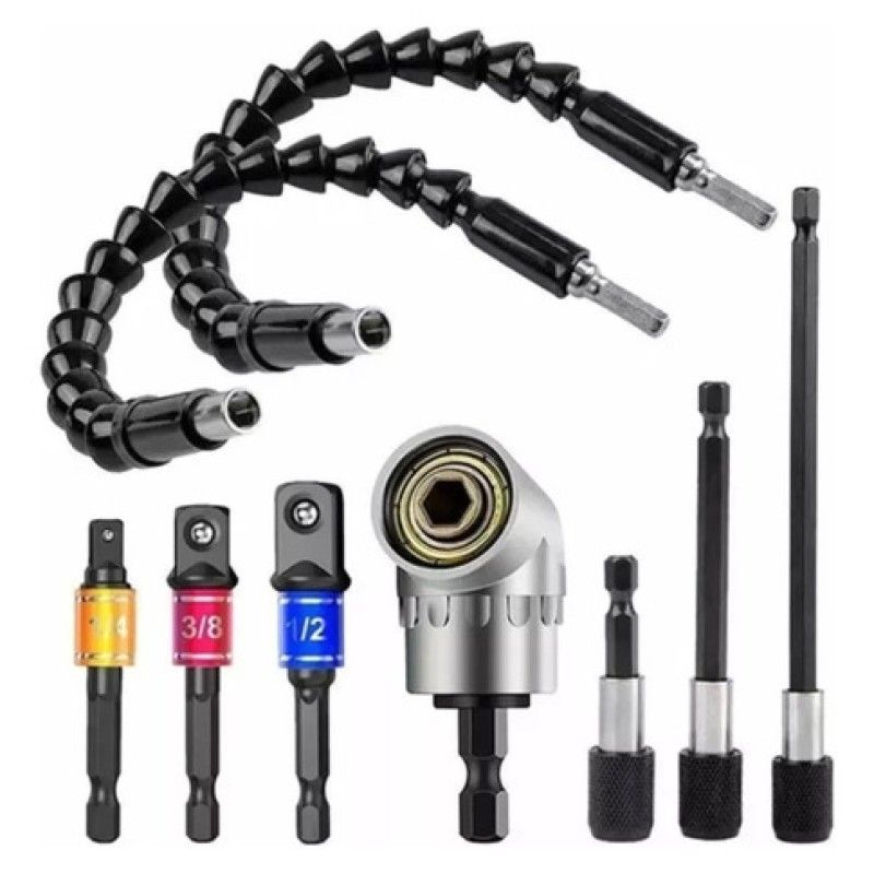 GENERICO - 9pcs Extension Flexible Atornillador Dado Angulo Herramienta
