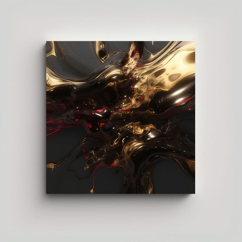 GENERICO - Fondo De Arte Líquido Negro Y Dorado En 3D 80x80 Cm