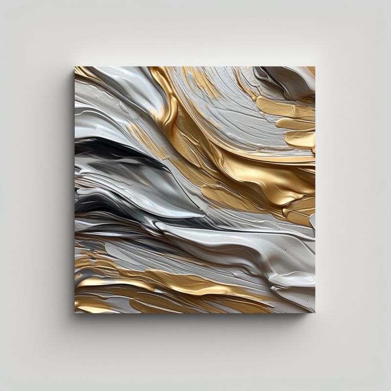 GENERICO - Cuadros Abstractos En Oro Y Plata Por Christina 80x80 Cm