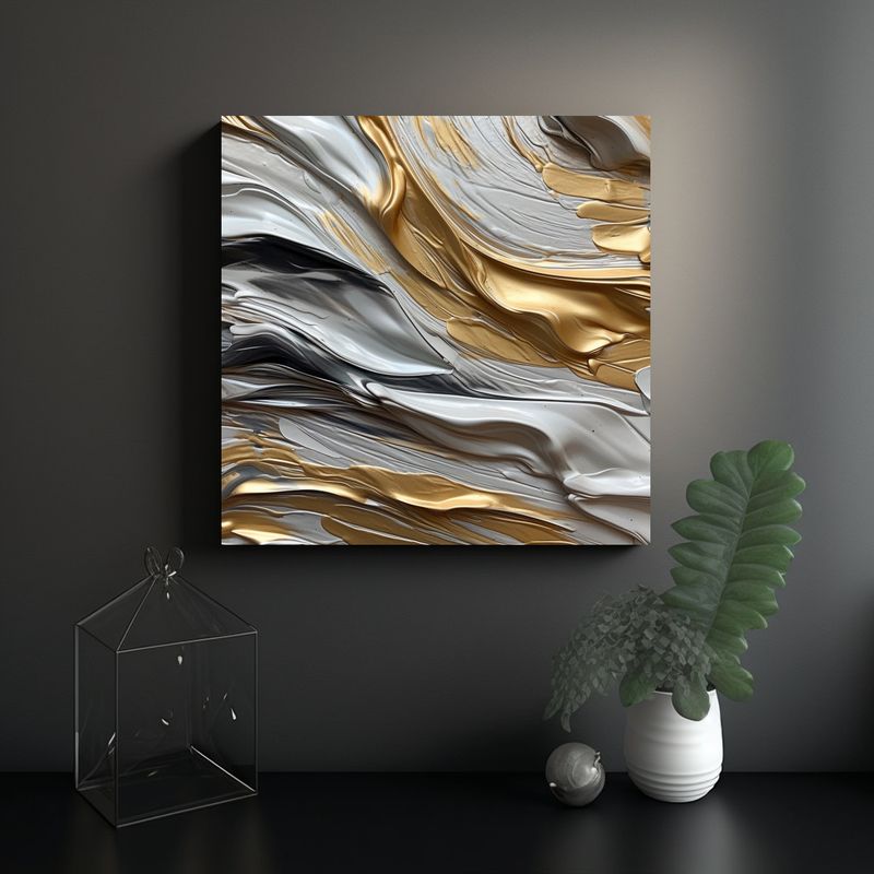 GENERICO - Cuadros Abstractos En Oro Y Plata Por Christina 50x50 Cm