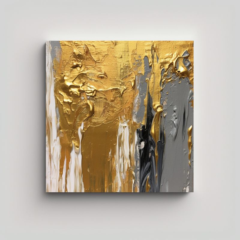 GENERICO - Pintura Acuarela Japonesa En Bastidor Con Oro Y 90x90 Cm