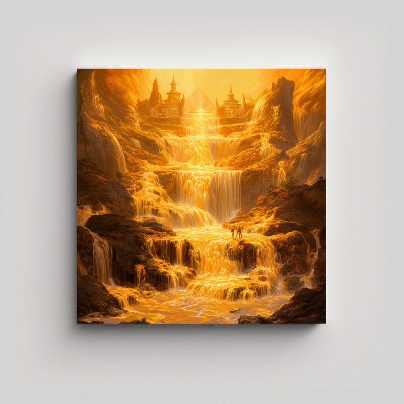 GENERICO - Cuadro Expresión Dorada Cascada De Creatividad 80x80 Cm