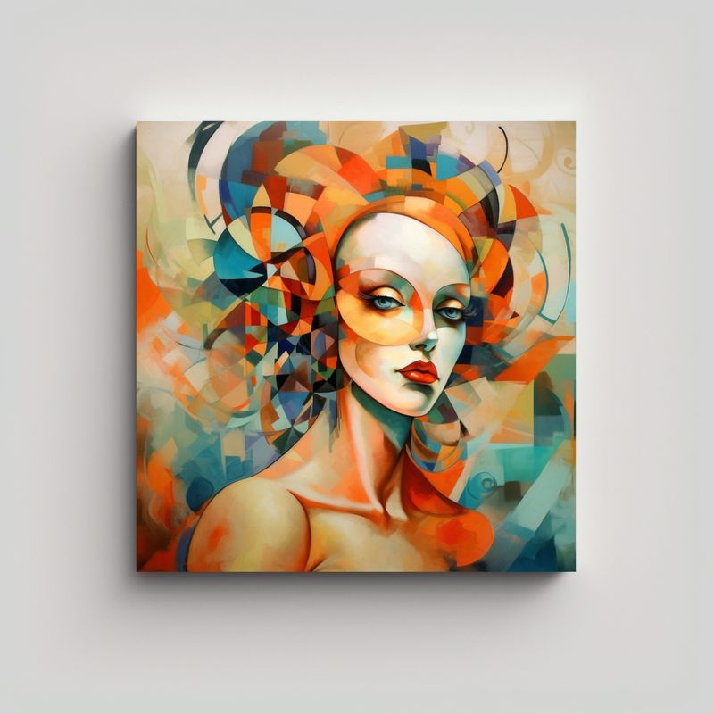 GENERICO - Cuadro Abstracto Mujer Poderosa En Tela Bastidor 80x80 Cm