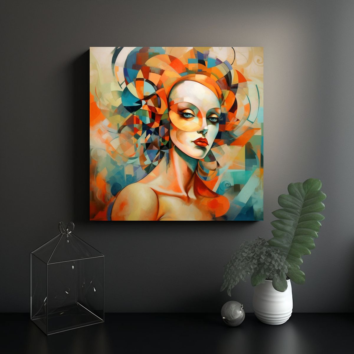 GENERICO - Cuadro Abstracto Mujer Poderosa En Tela Bastidor 80x80 Cm
