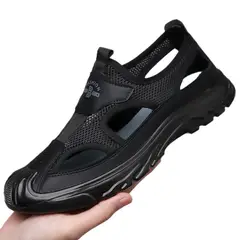 VATYERTY - Zapatos de verano transpirables de malla sin cordones para hombre