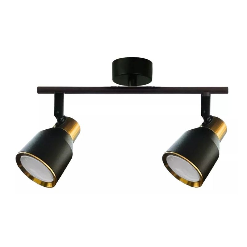 WANT - Aplique Dirigible Negro Doble Con Ampolleta Gu10 Luz Cálida