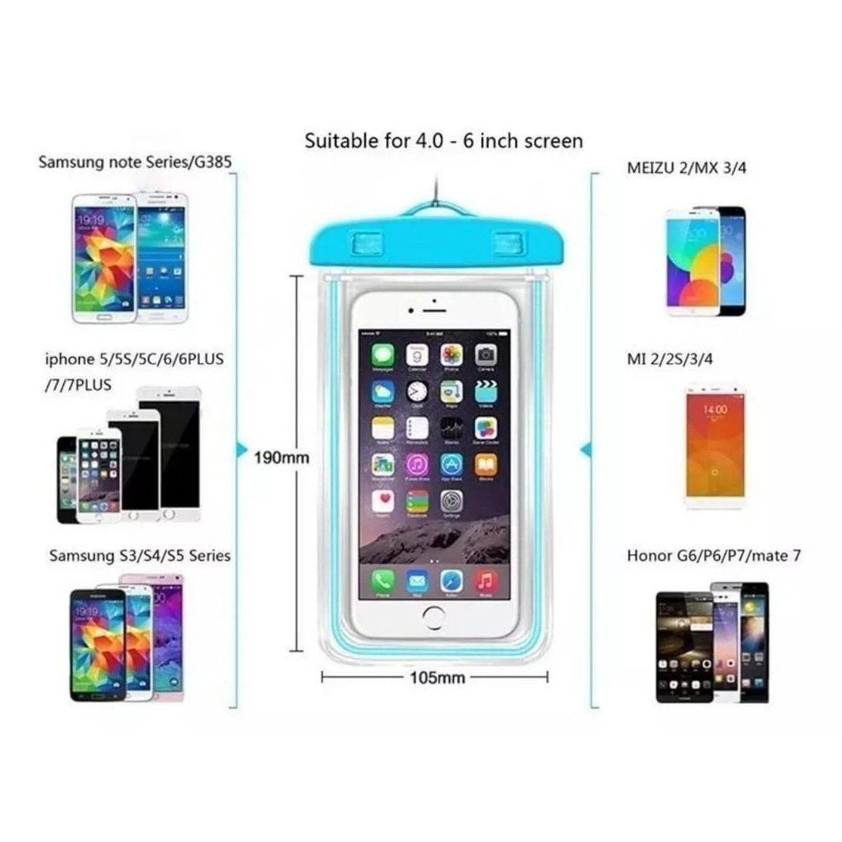 GENERICO - Funda impermeable para teléfonos universales azul