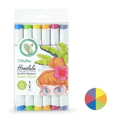 OHUHU - Marcadores al Alcohol Honolulu Set 6 Colores Básicos