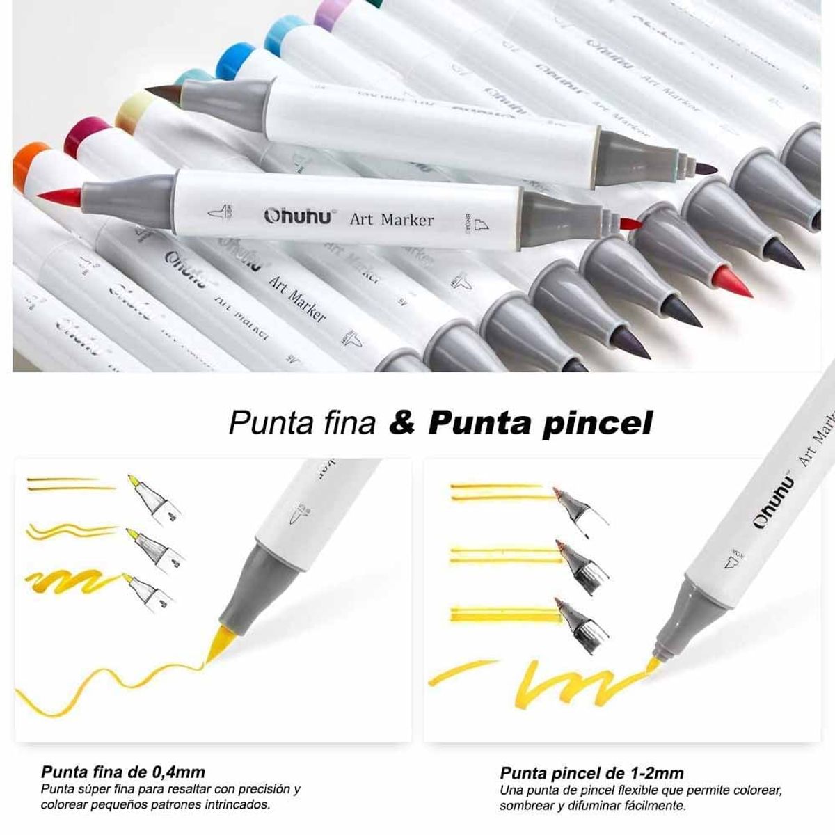 OHUHU - Marcadores al Alcohol Ohuhu Honolulu 48 Colores + 1 Blender