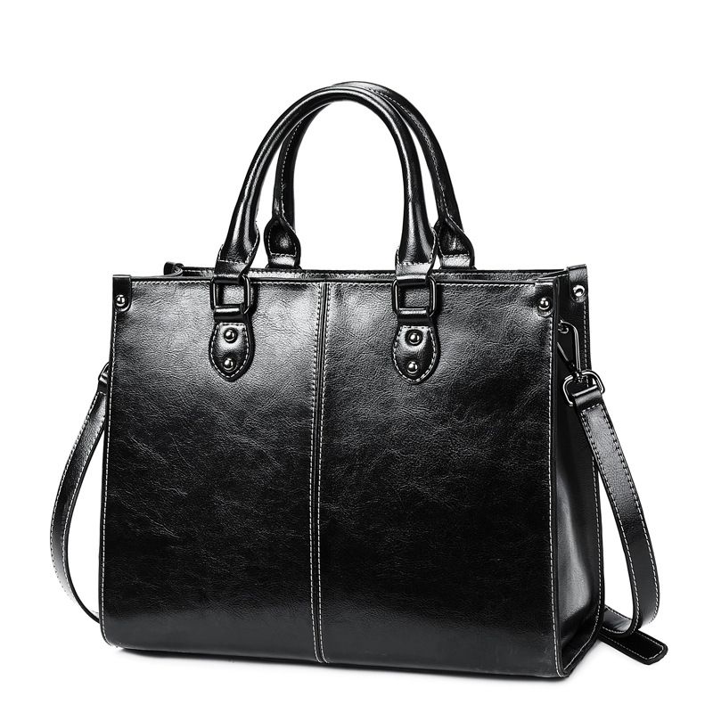PUREPOWER - Bolso de mano de piel auténtica para mujer bolso cruzado cremallera