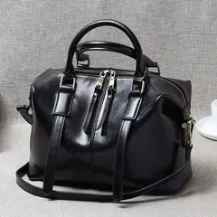 PUREPOWER - Bolso grande bandolera de hombro de cuero genuino portátil retro