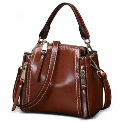 PUREPOWER - Bolsa de ombro elegante em couro vintage crossbody balde