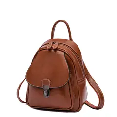 PUREPOWER - Mochila feminina de couro estilo casual com aba para mulheres