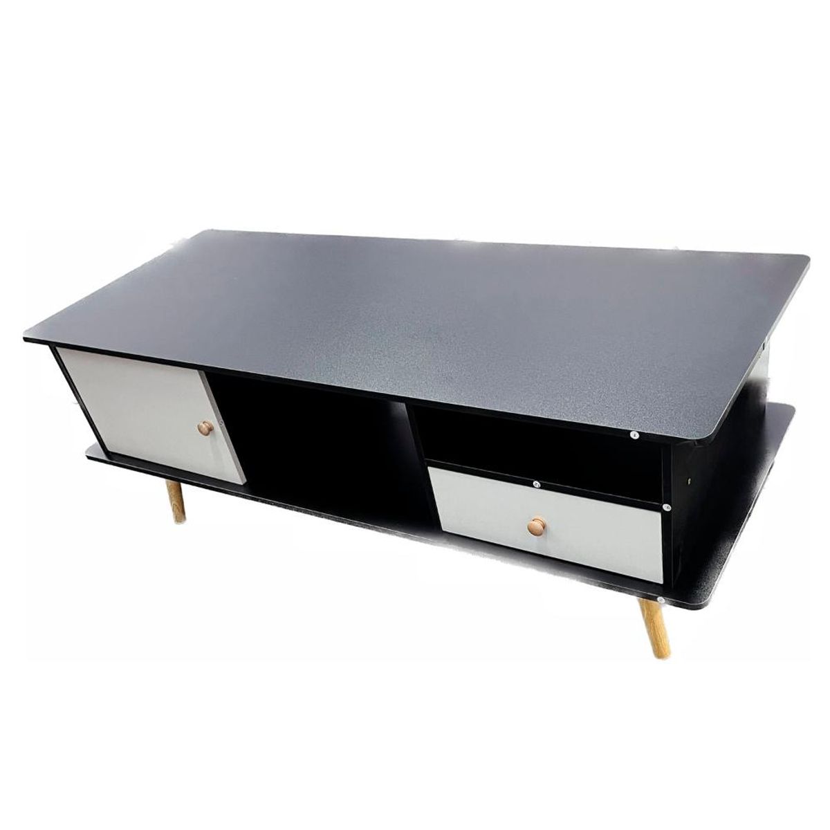 DETODOYMAS - Mesa De Centro 120x48x46cm con 2 cajones Chic Home - Negro