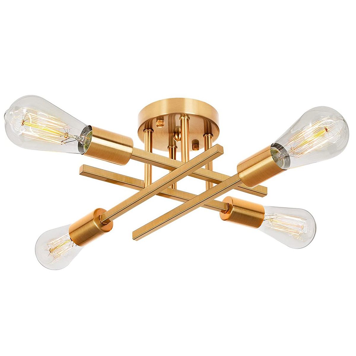 PUREPOWER - Lámpara de techo moderna metálica de 4 focos - Dorado