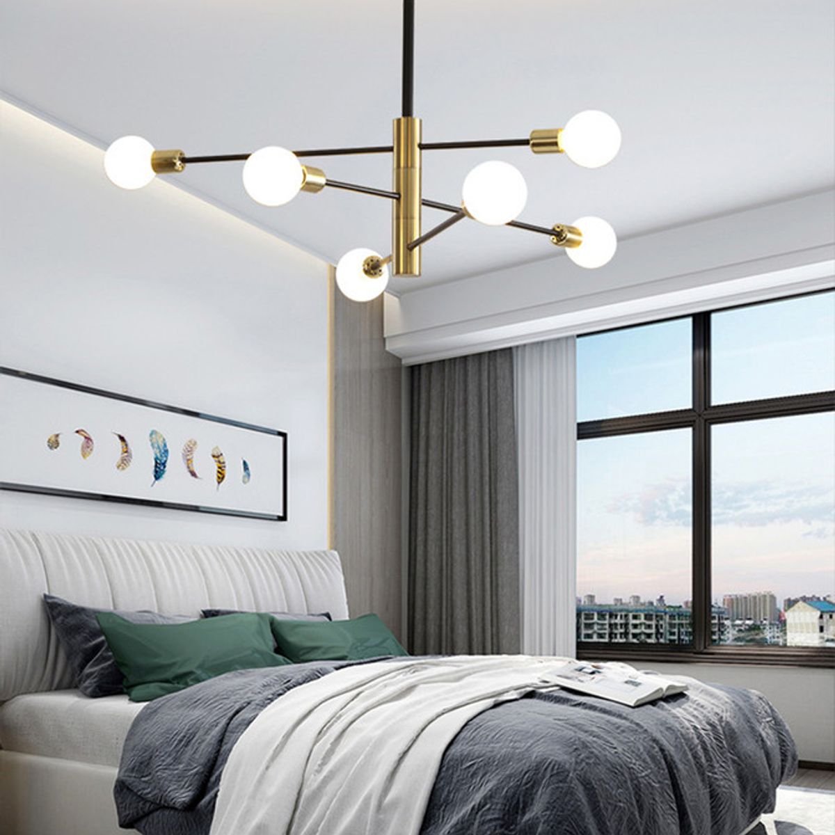 PUREPOWER - Araña de techo de lujo para sala de estar nórdica  Oro Y Negro