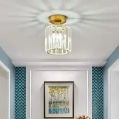 PUREPOWER - Mini lámpara de techo moderna e27 araña cristal Oro
