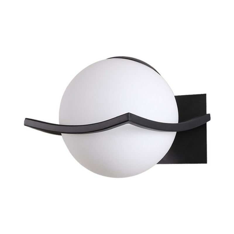MMDH - Aplique luna de hierro de vidrio para dormitorio Negro.