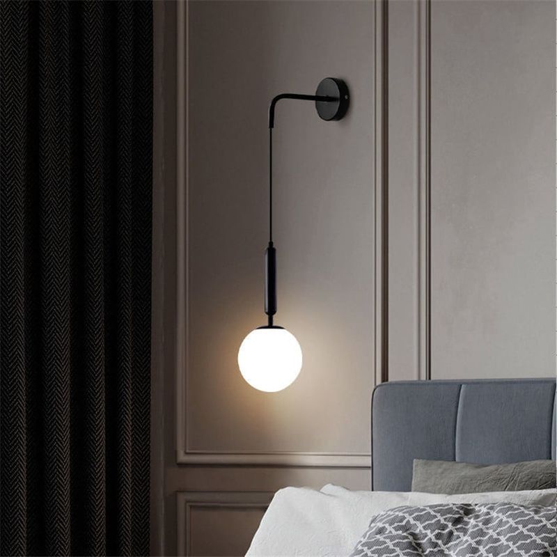 MMDH - Lámpara de pared de vidrio para sala de estar moderna A -Negro