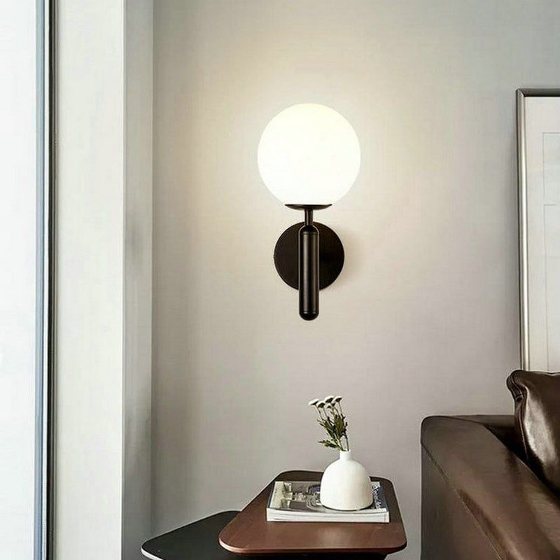 MMDH - Aplique led para pasillo de dormitorio de vidrio moderno Negro BB.