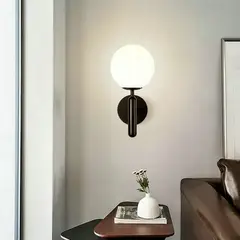 MMDH - Aplique led para pasillo de dormitorio de vidrio moderno Negro BB.