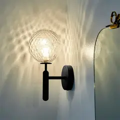 MMDH - Aplique led para pasillo de dormitorio de vidrio moderno Negro DB.