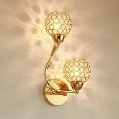 MMDH - Aplique de pared led con cabezal doble de cristal k9-GL1-Oro