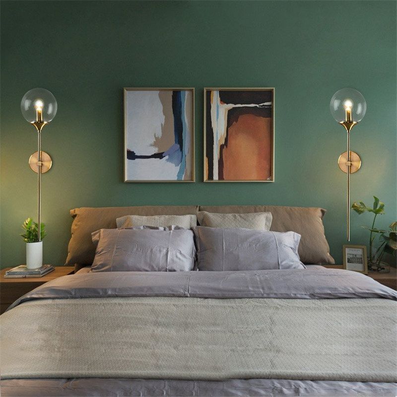 MMDH - Lámpara de pared moderna de vidrio para dormitorio Vaso Claro