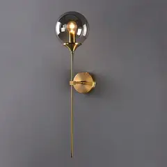 MMDH - Lámpara de pared moderna de vidrio para dormitorio - Vidrio Gris