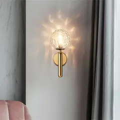 MMDH - Aplique led para pasillo de dormitorio de vidrio moderno Dorado CG